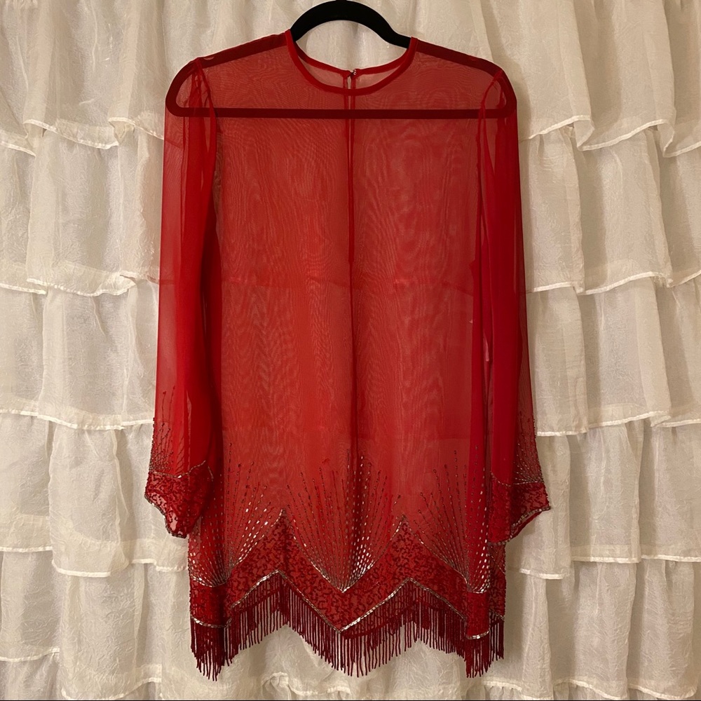 Vintage** sheer, lose fitting, beaded blouse